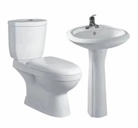 Vente en gros bon marché d'articles sanitaires en deux pièces à chasse latérale S Trap P Trap deux pièces en céramique Wc Toilette