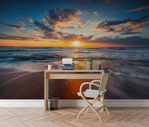 Papel de pared personalizado con paisaje de <span class=keywords><strong>playa</strong></span> al atardecer, Mural costero romántico para decoración de interiores, papel tapiz, decoración del hogar - Product Image 5