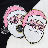 Vente en gros Festival de Noël personnalisé Père Noël Tête Disco Chenille Patches à repasser pour vêtements