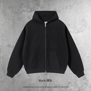 Sweat-shirt à capuche unisexe de haute qualité pour homme, coupe ample, fermeture éclair intégrale, logo personnalisé, taille américaine, tirettes de fermeture éclair doubles en métal - Product Image 1