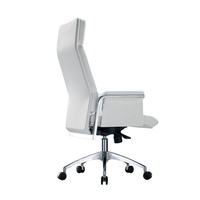 Chaise de bureau pivotante blanche moderne Design européen ergonomique avec accoudoir Chaise d'invité de direction en cuir synthétique