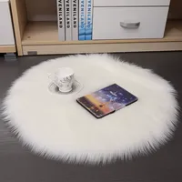 Tapis rond moelleux Shaggy avec support en daim Tapis en peluche antidérapant pour chambre à coucher salon