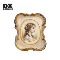 Cadre photo en résine courbé orné DX Designs 4x6 5x7 8x10 pouces, blanc antique avec bordure dorée, élégant pour la décoration de la maison