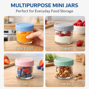 Bocaux en verre pour aliments pour bébés, contenants <span class=keywords><strong>de</strong></span> stockage <span class=keywords><strong>de</strong></span> 4 oz avec couvercles, étanches, sans BPA, réutilisables pour congélateur, micro-ondes, lave-vaisselle - Product Image 3