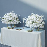 Boule de fleurs artificielle en soie rose blanche et gypsophile de 30/40/50/60/70/80 cm pour centre de table, décoration de toile de fond de mariage, accessoires pour événements et fêtes L2356