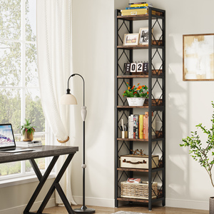 Étagère d'angle à 7 niveaux de 78,7 pouces de hauteur, étagère de présentation moderne en bois mince avec cadre métallique pour salon ou bureau - Product Image 3