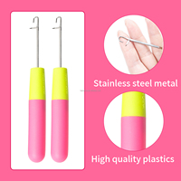 Aiguilles à tricoter multifonctionnelles en bois et en acier, crochet à loquet, outil pour dreadlocks, extensions de cheveux, micro-tresses, 15,5 cm