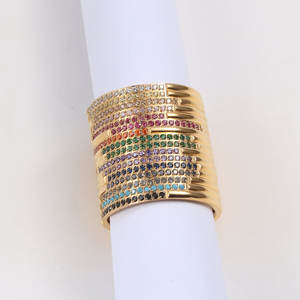 Anillo de Acero Inoxidable de Alta Gama con Zirconia Colorida y Media Pavimentación de <span class=keywords><strong>Oro</strong></span> de 18K, Joyería de <span class=keywords><strong>Oro</strong></span> <span class=keywords><strong>2022</strong></span> - Product Image 5