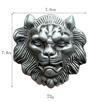 Boucle de ceinture décorative en métal 3D, motif tête de lion en bronze antique, style vintage argenté, pour ceinture en cuir, type cowboy western