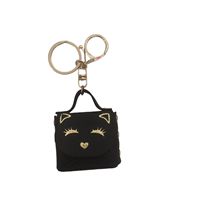 Porte-clés mignon en forme de chat en cuir PU, mini sac à main, pochette pour Airpods, pendentif pour femme, décoration de sac à main, cadeau