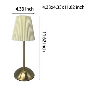 Lámpara de Mesa LED Recargable Personalizada, Diseño de Tela Plegada de Imitación Antigua, para Sala de Estar, Dormitorio, Bar, Regulable, Artesanía en Metal - Product Image 4