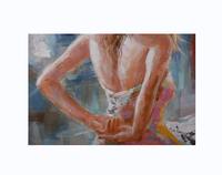 B & C ART Fille Dos Toile Acrylique Peintures Robe Figure Personnalisation Personnalisée pour la Décoration de la Chambre