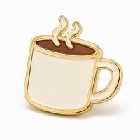 Badge émaillé motif tasse de café à vapeur chaude pour la promotion des cafés, les uniformes et les tenues quotidiennes des amateurs de café matinal