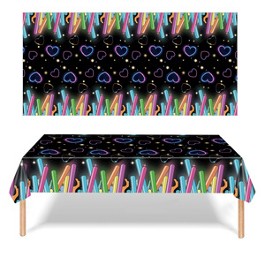 Valentine's Day Neon Glow Stick <b>Tablecloth</b> <b>Rectangle</b> Disposable Plastic Party <b>Tablecloth</b> for Indoor Celebration - Product Image 1