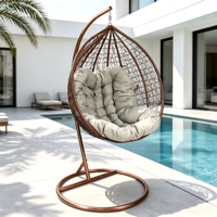 Fauteuil suspendu en forme d'œuf en métal pour villa, mobilier d'extérieur, balcon