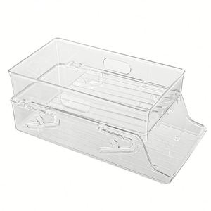 Factory Wholesale Automatic Rolling Clear Drink Holder Double-layer Plastic Beer Soda Can <b>Storage</b> <b>Box</b> Pull Can <b>Drawer</b> Shelving - Product Image 2