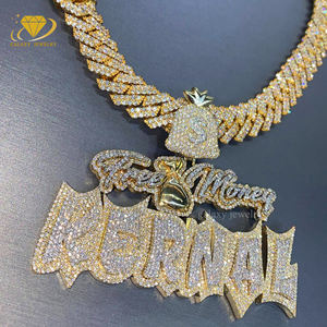 Iced Out colgante cadenas hombres letras Real 925 Plata sólida Hip Hop joyería personalizada VVS Moissanite collar fino colgantes encantos - Product Image 1