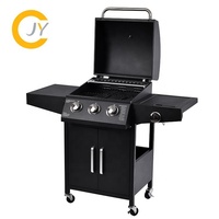 Barbecues au gaz portables 3+1 brûleurs au propane pour jardin et cuisine, grilles en acier inoxydable avec table latérale