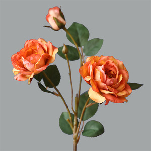 Sống động như thật làm bằng tay cổ điển màu Cam Mùa thu Giả Hoa Mẫu Đơn Thân cây 3 đầu 53cm hoa nhân tạo cho trang trí tiệc cưới - Product Image 1