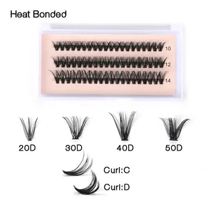 थोड़ा सा आईलैश एक्सटेंशन किट व्यक्तिगत चमक 30 डी 40d रेशम गर्मी बोनडेड प्री-मेड वॉल्यूम प्रशंसकों के साथ शादी मुक्त डिजी क्लस्टर