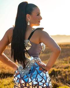 NOVANCE Y1800-C D'été 2022 Femmes S Vêtements Argent Miroir Sequin Cristal <span class=keywords><strong>Fine</strong></span> Coeur Décolleté Designer Dressopen <span class=keywords><strong>Robe</strong></span> Sexy Fille - Product Image 4