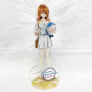 Özel çift taraflı saydam Charm akrilik Anime Expo için özelleştirilmiş plastik Standee heykelcik standı