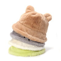 Joli chapeau seau personnalisé réglable en forme d'animal à fourrure uni avec oreilles