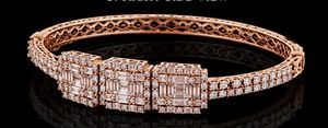 925 Sterling <b>Silver</b> Iced Out Moissanite Cuban Link <b>Bangle</b> <b>Bracelet</b> Baguette Cut Rhodium Plated Jewelry for Party Gift - Product Image 5