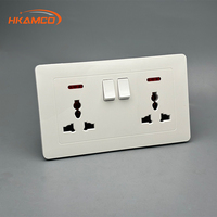 Enchufe de pared con interruptor de 2 tomas y 16A, estándar británico BS1363, con luz neón blanca, 2 USB-A y 1 USB-C, clasificación IP21, para venta al por mayor en África.