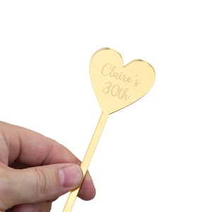 Custom Wedding Monogram Personalized <b>Mirror</b> Gold Engagement Monogrammed <b>Acrylic</b> Drink Stirrers for Your Drinks - Product Image 6