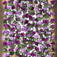 Guirlande de fleurs artificielles en soie SPR, roses violettes, pour décoration murale extérieure, arche de mariage, ou toile de fond.