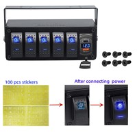 Boîtier de commutation à 6 interrupteurs à bascule avec fonction relais, module de contrôle, double USB et voltmètre pour camping-car, remorque, fourgonnette, voiture, bateau