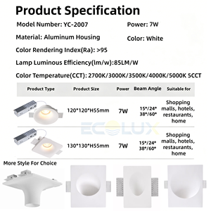 Plafonnier carré en plâtre Ecolux ETL 5CCT, éclairage <span class=keywords><strong>encastré</strong></span> au <span class=keywords><strong>plafond</strong></span> Gu10, design moderne, luminaires encastrés au mur en plâtre - Product Image 3