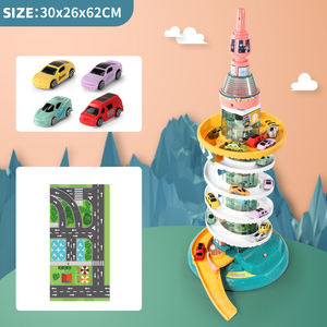 Samtoy Inertance Small Vehicles Car DIY Assembly Slide Track Packing Lot <span class=keywords><strong>Garage</strong></span> Adventure B /O High Tower Rail Car Slot Toy - Product Image 5
