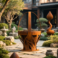 Jardinière en métal naturel résistant à la rouille, sculptée en forme de racine, pot de fleurs en acier Corten personnalisé, sculpture pour cour de style côtier