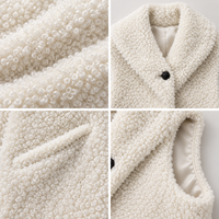 Gilet sans col en fausse fourrure, coupe carrée, trois boutons, poches plaquées, style urbain automne-hiver, OEM