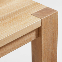 Table à manger en bois massif de chêne rouge naturel, table rectangulaire en bois, couleur et taille personnalisées, table à manger