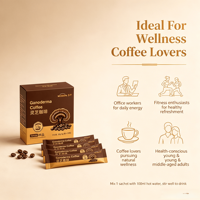 Café au Ganoderma 1,5g en Sachets – Extrait Instantané de Champignon Reishi en Poudre – Énergie Naturelle pour le Bureau et le Matin – OEM ODM