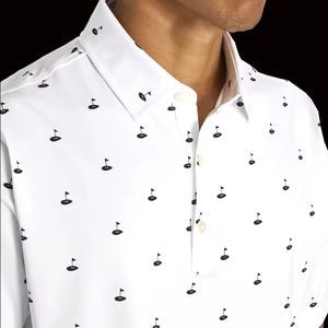 Chemise de golf respirante à séchage rapide OEM, impression de logo personnalisée, tissu tricoté, élasthanne/polyester, manches courtes, décontractée, pour hommes - Product Image 4