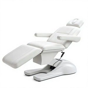 Fauteuil de massage électrique blanc réglable pour salon et spa avec appui-tête, repose-jambes et base incurvée - Product Image 4