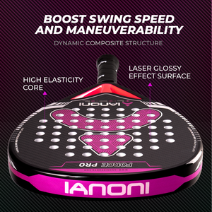 Raqueta de Pádel Caston Sports IANONI 3K Force Pro Morada/Roja 38mm 360g con Núcleo de EVA y Superficie Brillante de Fibra de Carbono en Forma de Diamante - Product Image 2