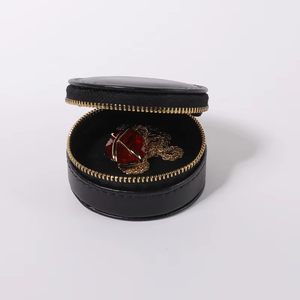 Custom Logo Small Travel Ring <b>Earring</b> Jewelry Round <b>Box</b> Organizer PU Storage Organizer <b>Gift</b> Case for Women Girls - Product Image 5