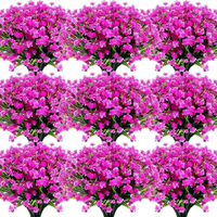 Bunga Gypsophila Plastik Mini Laris Manis, Bunga Artificial Tahan UV untuk Dekorasi Taman Luar Ruangan