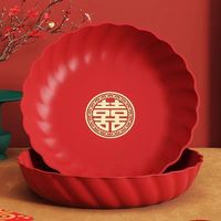 Bruiloft Chinese stijl plastic fruitbord Duurzaam rond bord voor thuisgebruik Gelukkig Chinees karaktersontwerp