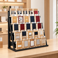 Étagère de présentation en bois pour comptoir, présentoir multi-niveaux pour cartes avec supports transparents pour magasin