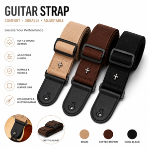 Vintage ayarlanabilir deri gitar askısı basit Pick cep dokuma deri yaylı çalgılar parçaları aksesuarları için biter - Product Image 2