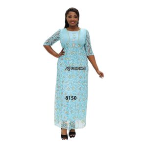 Vestido musulmán <span class=keywords><strong>de</strong></span> mujer, vestido Floral con cuello redondo, transparente, informal - Product Image 2