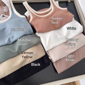 เสื้อกล้ามคอสี่เหลี่ยมทรงสลิมสำหรับผู้หญิง ผ้าคอร์ดูรอยสีตัดต่อ สไตล์วินเทจ อุ่นสบายสำหรับฤดูใบไม้ร่วงและฤดูหนาว ไม่ต้องใส่บรา - Product Image 3