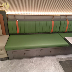 Canapés de luxe légers avec revêtement en maille et en cuir pour café, restaurant occidental, club-house, design moderne, Foshan - Product Image 1