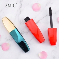 Tube vide de mascara brillant en plastique rouge, or, vert, contenant de sérum pour la croissance des cils, tube de gel pour sourcils de forme unique, vente en gros